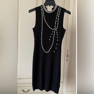 Moschino silk Black  Dress with Pearl Accents